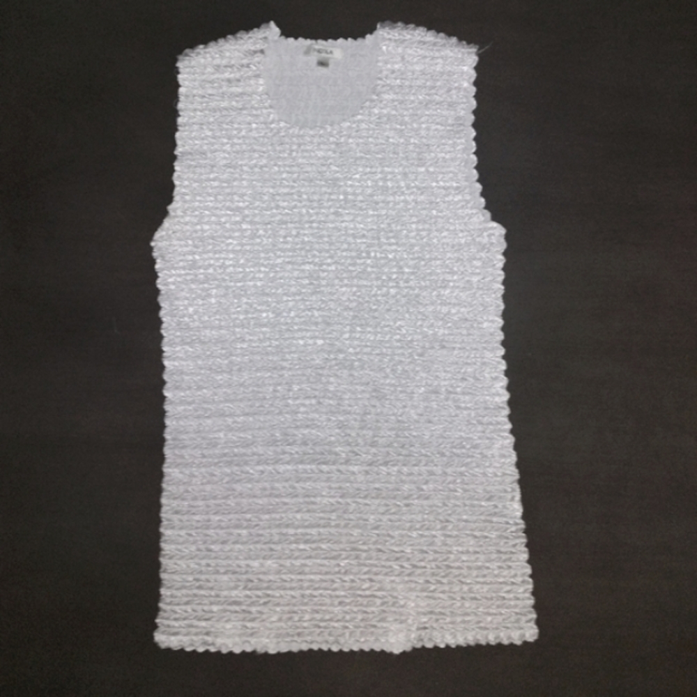 White Textured Sleeveless Blouse | Large Nicola